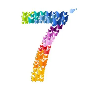 Number 7 Off Butterfly Stock Illustration