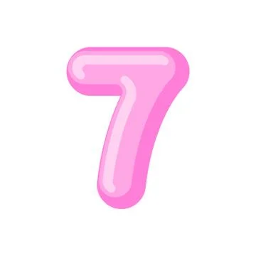 Number 7 candy font. Caramel alphabet seven. lollipop lettering. Sweet ABC si Stock Illustration