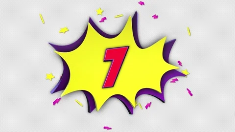 Number 7 Comic Text Animation Background on Alpha Channel, Loop Video stock 299804979