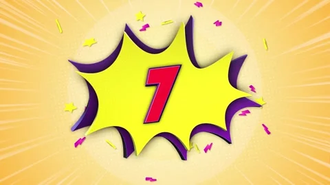 Number 7 Comic Text Animation Background on Alpha Channel, Loop 库存影片 308992125