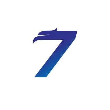 Number 7 with Eagle Head Logo Design Stock Illustration