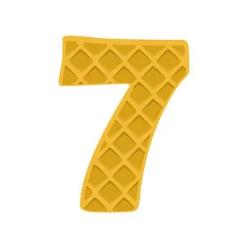 Number 7 element waffle. Crunchy waffle in the shape of number Seven. Vector  스톡 일러스트