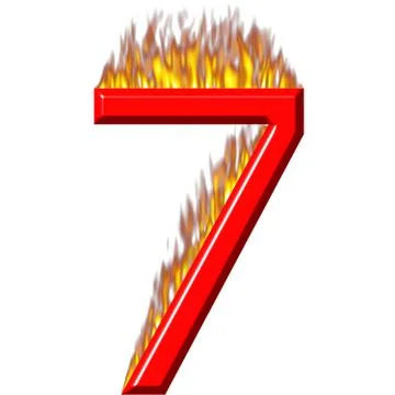 Number 7 on fire Stock Illustration
