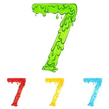 Number 7 with flow drops colors Stock Illustration