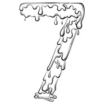 Number 7 with flow drops Stock Illustration
