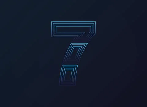 Number 7 font, digital technology design, network concept.  Vector illustrati Stock Illustration