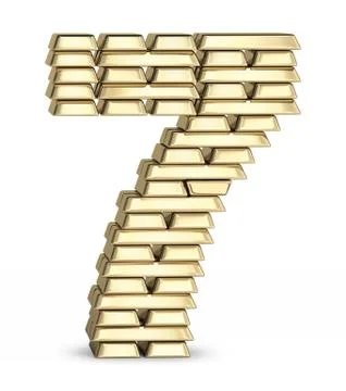 Number 7 from gold bars Ilustración de archivo