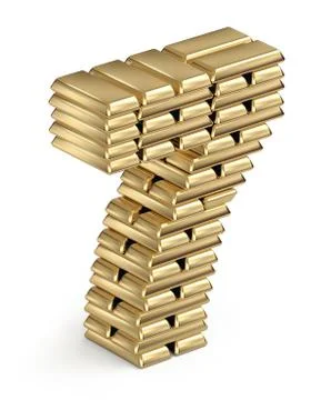Number 7 from gold bars Ilustración de archivo