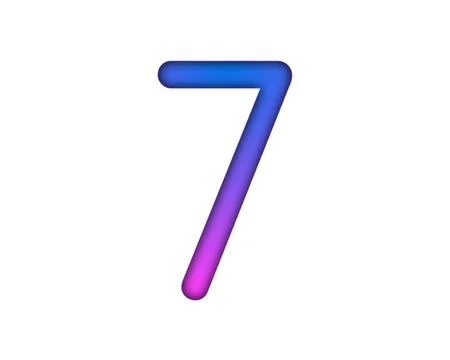 Number 7 gradient blue pink 3d sign symbol on white background Stock Illustration
