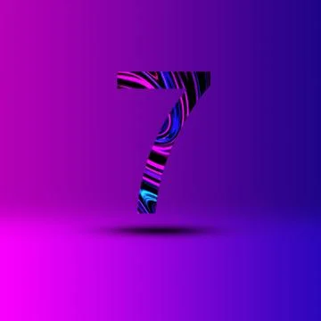 Number 7 illustration . Creative synthwave cyberpunk design elements. Isolate Ilustração Stock