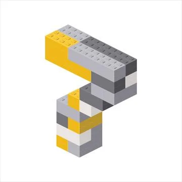 Number 7 in isometric view assembled from plastic blocks. Vector Stock Illustration