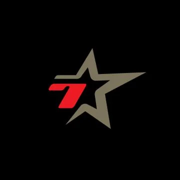 Number 7 logo template with Star design element. Stock Illustration