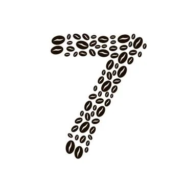 Number 7 made of coffee beans vector set Illustrazione stock
