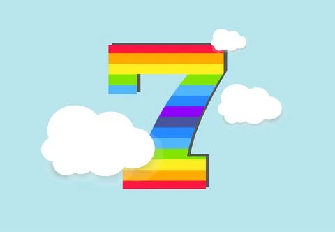 Number 7 Rainbow counting learn object design, abstract rainbow Number for .. Stock Illustration