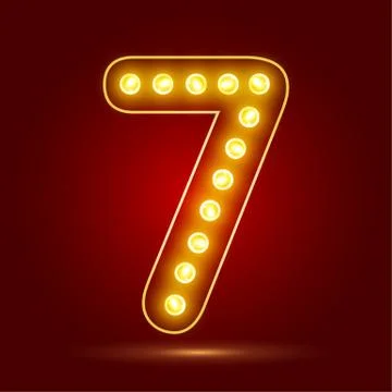 Number 7 with realistic lamp, vector illustration. can be used for christmas Stock Illustration