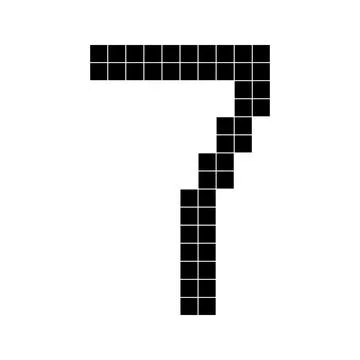 Number 7 seven, 3d cube pixel shape minecraft 8 bit Stock Illustration