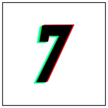 Number 7, seven vector desing logo.Dynamic, split-color, shadow of  number re Stock Illustration