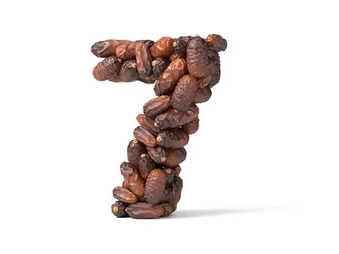Number 7 shaped date palm fruits, 3d illustration Stock Illustration