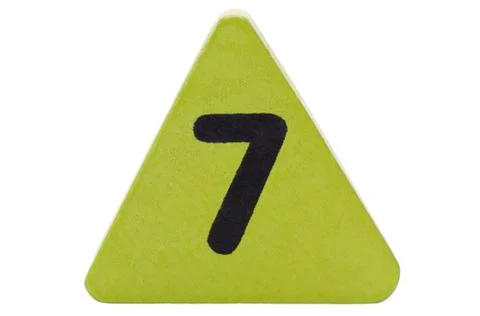 Number 7 in a triangular shape block Foto stock
