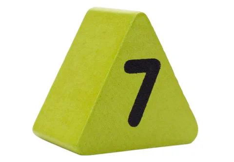 Number 7 in a triangular shape block Stock Photos
