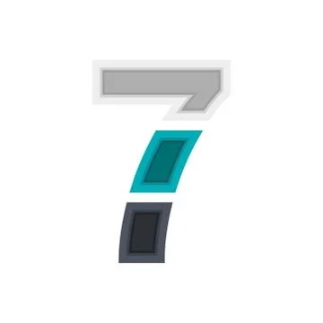 Number 7 vector font alphabet, modern dynamic design. Black, irish blue, whit Stock Illustration