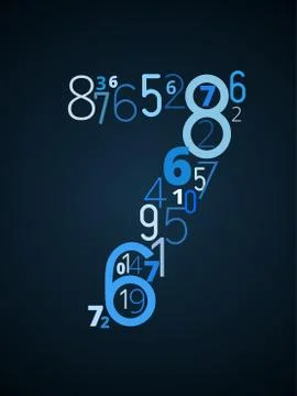 Number 7, vector font from numbers Illustrazione stock