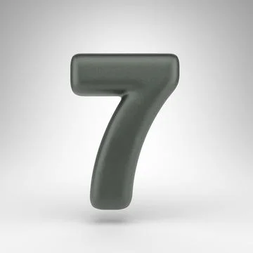 Number 7 on white background. Anodized green 3D number with matte texture. イラスト素材