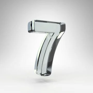 Number 7 on white background. Camera lens transparent glass 3D number with Stock Illustration