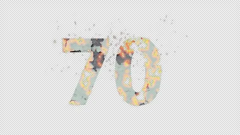 Number 70 from fire and ashes with alpha channel, seventy, numberology Stock Footage 269540346
