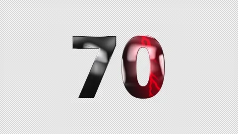 Number 70 with lightning, alpha channel, number seventy Stock Footage 276387962