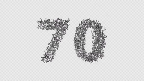 Number 70 Made Of Numbers. 3D Font Number Animation With Alpha Channel Stock Footage 302260064