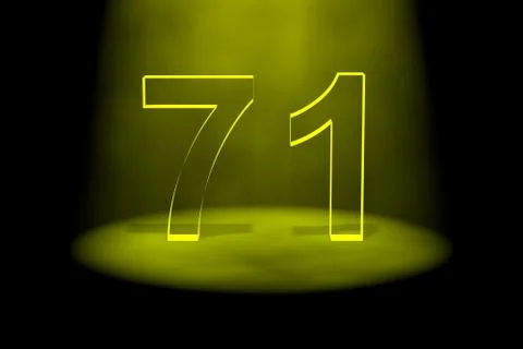 Number 71 illuminated with yellow light Stock Illustration
