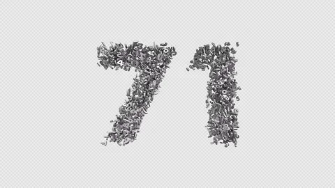 Number 71 Made Of Numbers. 3D Font Number Animation With Alpha Channel Stock Footage 302259989