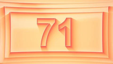 Number 71. Minimalistic embossed number with glittering lights. Stock Illustration
