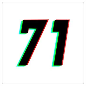 Number 71, seventy one vector desing logo.Dynamic, split-color, shadow of  nu Stock Illustration