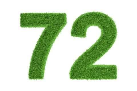Number 72 with a green grass texture Stock Illustration