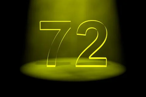Number 72 illuminated with yellow light Stock Illustration