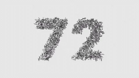 Number 72 Made Of Numbers. 3D Font Number Animation With Alpha Channel Stock Footage 302260135