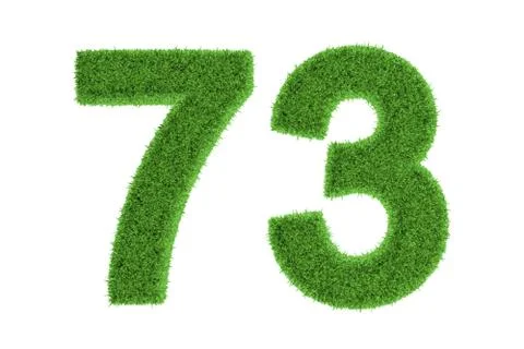 Number 73 with a green grass texture Stock Illustration