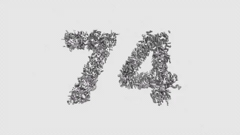 Number 74 Made Of Numbers. 3D Font Number Animation With Alpha Channel Stock Footage 302260198