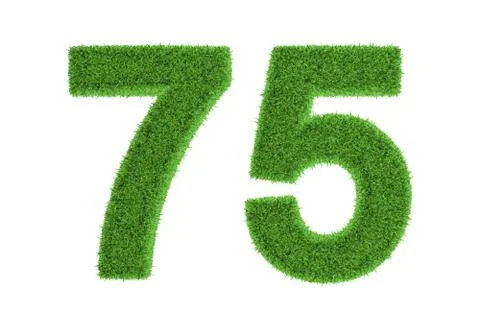 Number 75 with a green grass texture Stock Illustration