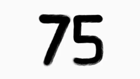 Number 75 Hand Drawn Animation With Brush Stroke Stock Footage 300997295