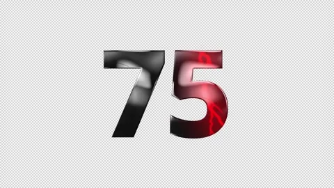 Number 75 with lightning, alpha channel, number seventy five Stock Footage 276388068