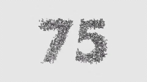 Number 75 Made Of Numbers. 3D Font Number Animation With Alpha Channel Video stock 302260206