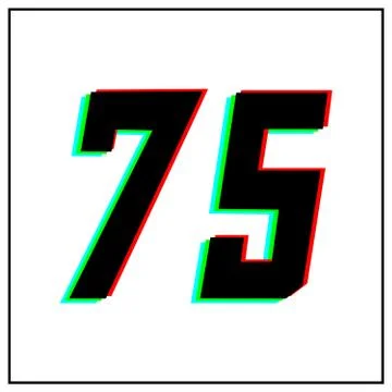 Number 75, seventy five vector desing logo.Dynamic, split-color, shadow of  n Stock Illustration