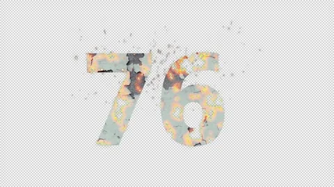 Number 76 from fire and ashes with alpha channel, seventy six, numberology Stock Footage 269541005