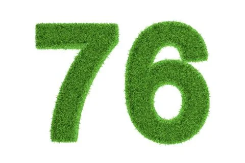 Number 76 with a green grass texture Stock Illustration