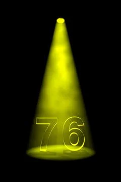 Number 76 illuminated with yellow spotlight Stock Illustration