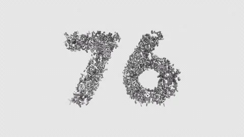 Number 76 Made Of Numbers. 3D Font Number Animation With Alpha Channel Stock Footage 302260205