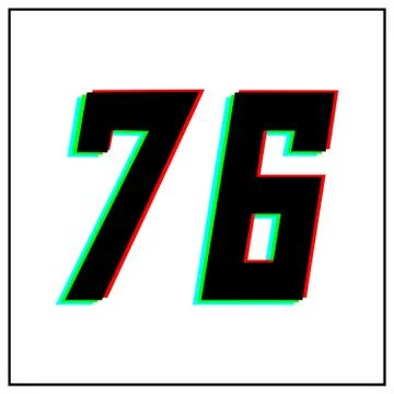 Number 76, seventy six vector desing logo.Dynamic, split-color, shadow of  nu Stock Illustration